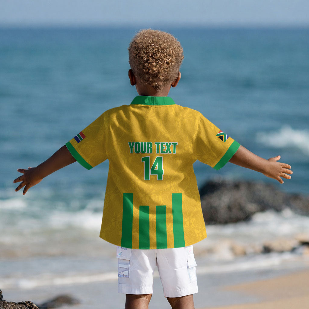 South Africa Soccer 2026 Custom Kid Hawaiian Shirt Bafana Bafana Kaofela Protea Yellow LT14