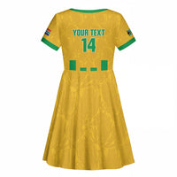 South Africa Soccer 2026 Custom Kid Short Sleeve Dress Bafana Bafana Kaofela Protea Yellow