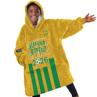 South Africa Soccer 2026 Custom Kid Wearable Blanket Hoodie Bafana Bafana Kaofela Protea Yellow