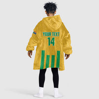 South Africa Soccer 2026 Custom Kid Wearable Blanket Hoodie Bafana Bafana Kaofela Protea Yellow