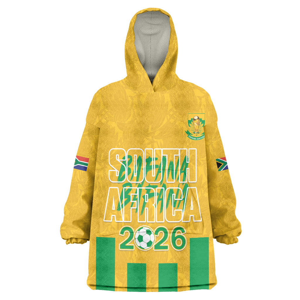 South Africa Soccer 2026 Custom Kid Wearable Blanket Hoodie Bafana Bafana Kaofela Protea Yellow