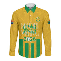 South Africa Soccer 2026 Custom Long Sleeve Button Shirt Bafana Bafana Kaofela Protea Yellow