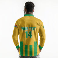 South Africa Soccer 2026 Custom Long Sleeve Polo Shirt Bafana Bafana Kaofela Protea Yellow