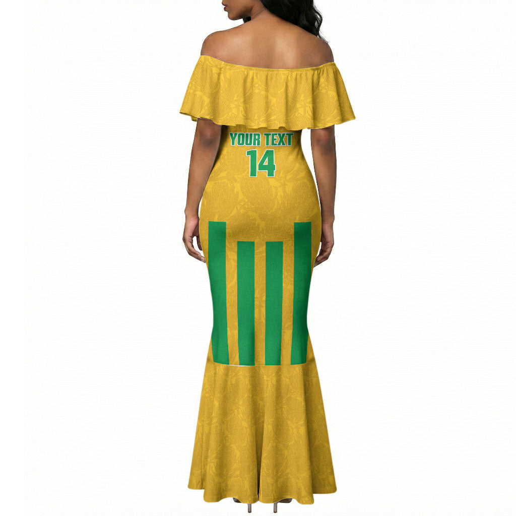 South Africa Soccer 2026 Custom Mermaid Dress Bafana Bafana Kaofela Protea Yellow