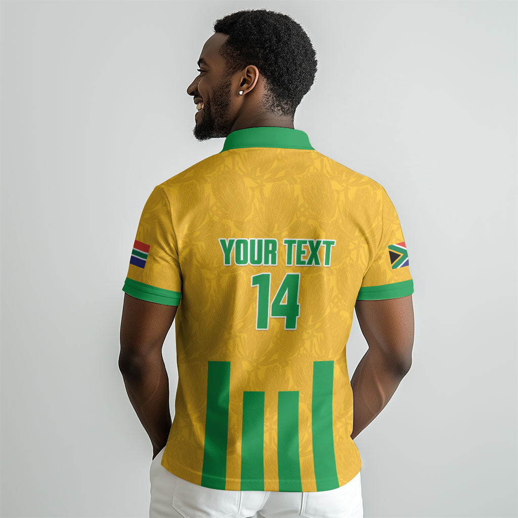 South Africa Soccer 2026 Custom Polo Shirt Bafana Bafana Kaofela Protea Yellow LT14
