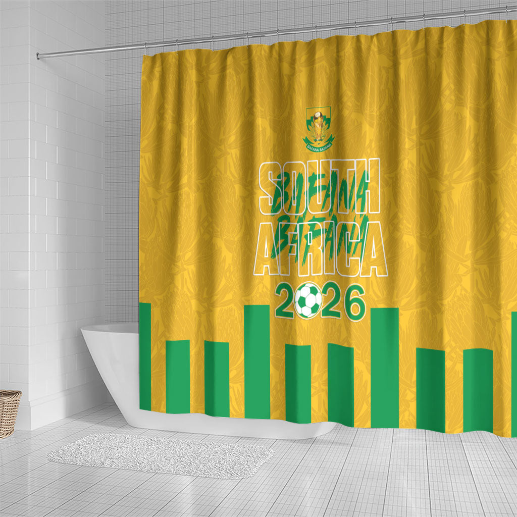 South Africa Soccer 2026 Shower Curtain Bafana Bafana Kaofela Protea Yellow