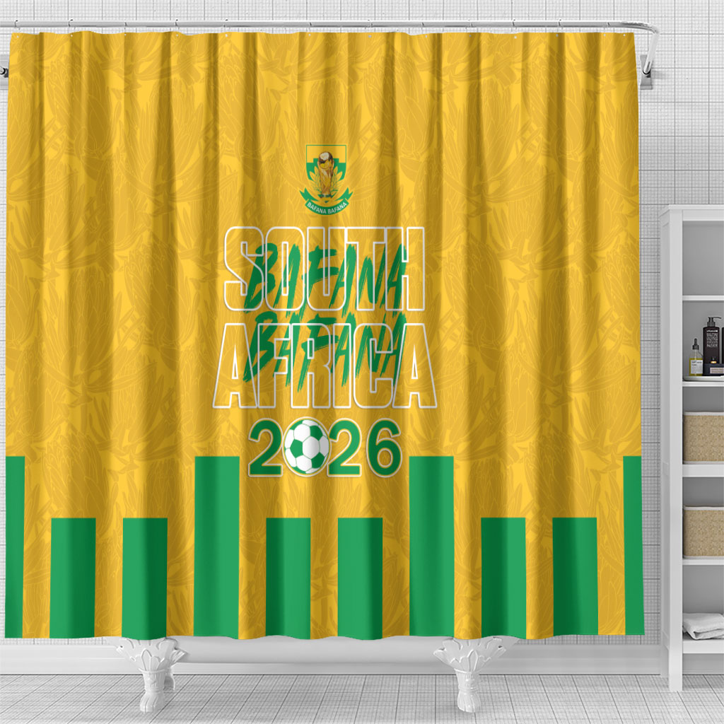 South Africa Soccer 2026 Shower Curtain Bafana Bafana Kaofela Protea Yellow