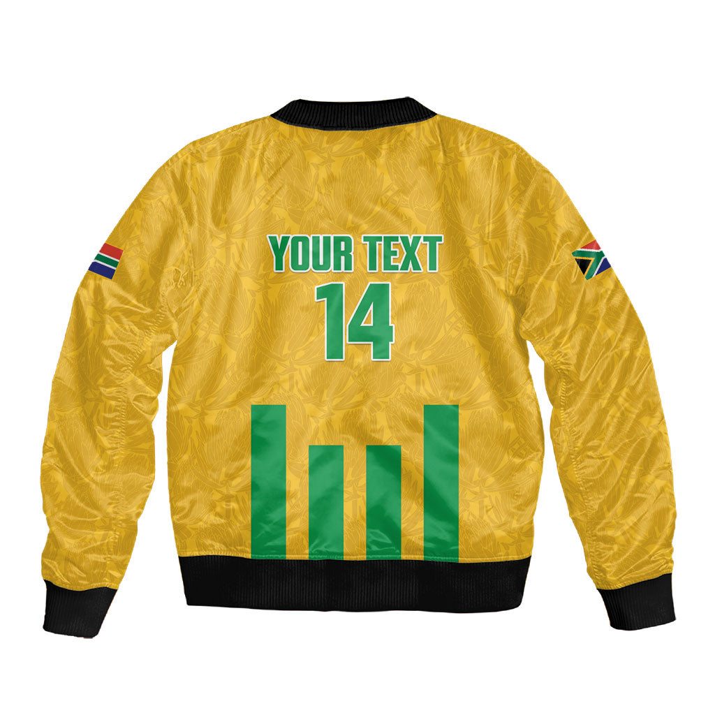 South Africa Soccer 2026 Custom Sleeve Zip Bomber Jacket Bafana Bafana Kaofela Protea Yellow