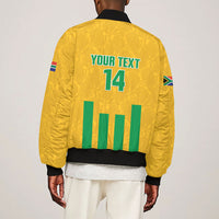 South Africa Soccer 2026 Custom Sleeve Zip Bomber Jacket Bafana Bafana Kaofela Protea Yellow