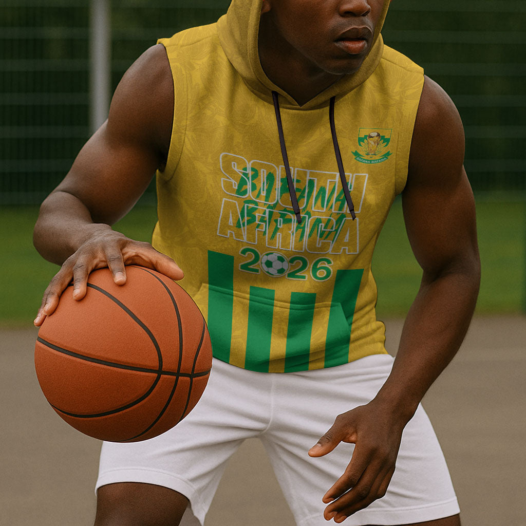 South Africa Soccer 2026 Custom Sleeveless Hoodie Bafana Bafana Kaofela Protea Yellow