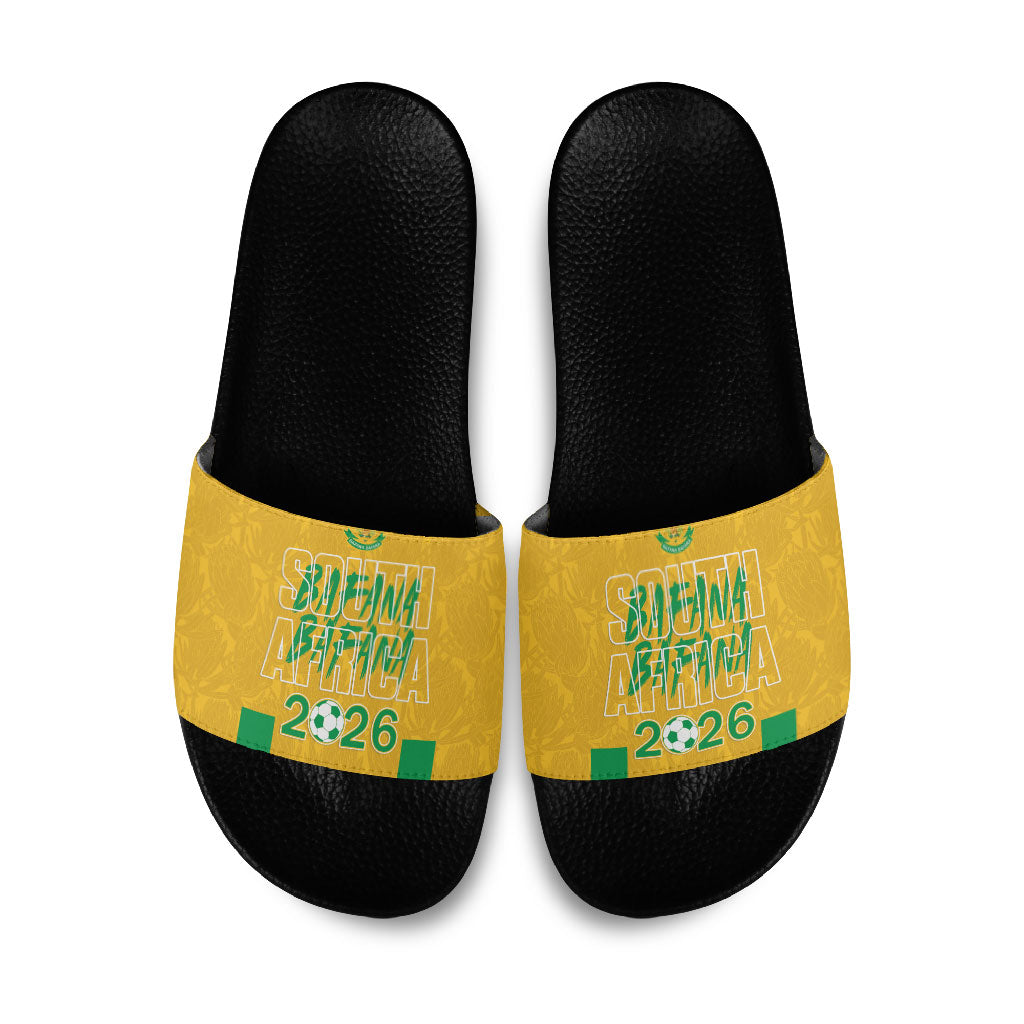 South Africa Soccer 2026 Slide Sandals Bafana Bafana Kaofela Protea Yellow