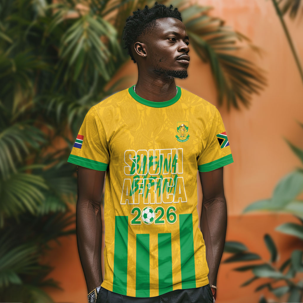 South Africa Soccer 2026 Custom T shirt Bafana Bafana Kaofela Protea Yellow