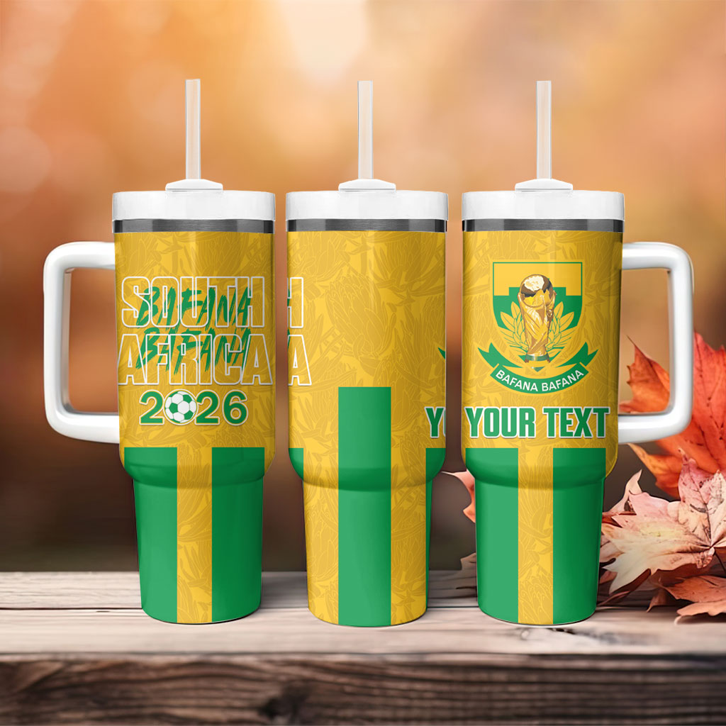 South Africa Soccer 2026 Custom Tumbler With Handle Bafana Bafana Kaofela Protea Yellow