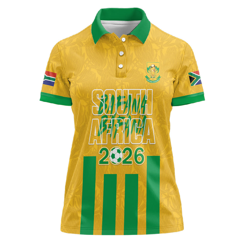 South Africa Soccer 2026 Custom Women Polo Shirt Bafana Bafana Kaofela Protea Yellow