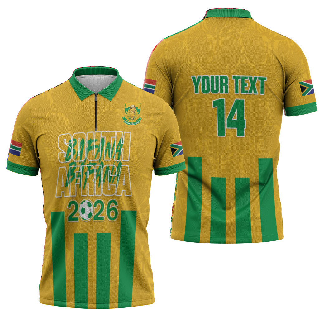South Africa Soccer 2026 Custom Zipper Polo Shirt Bafana Bafana Kaofela Protea Yellow
