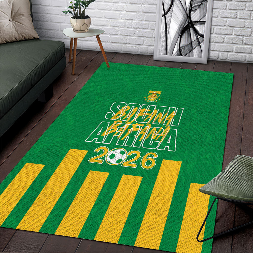 South Africa Soccer 2026 Area Rug Bafana Bafana Kaofela Protea Green