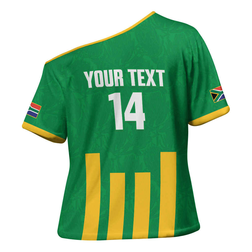 South Africa Soccer 2026 Custom Cross Shoulder Shirt Bafana Bafana Kaofela Protea Green