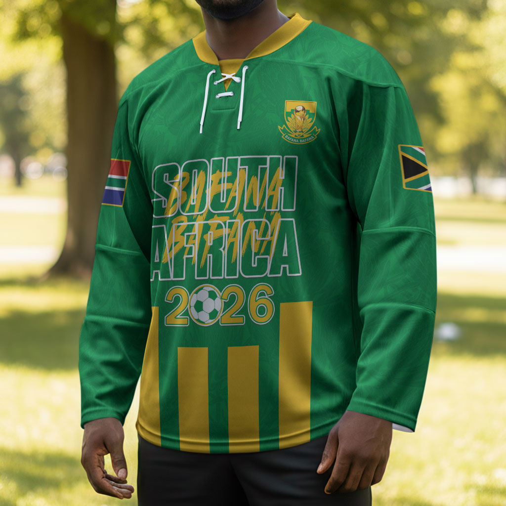South Africa Soccer 2026 Custom Hockey Jersey Bafana Bafana Kaofela Protea Green