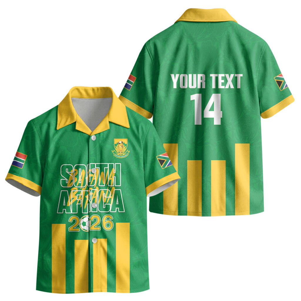 South Africa Soccer 2026 Custom Kid Hawaiian Shirt Bafana Bafana Kaofela Protea Green LT14