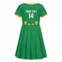 South Africa Soccer 2026 Custom Kid Short Sleeve Dress Bafana Bafana Kaofela Protea Green