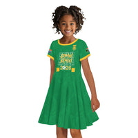 South Africa Soccer 2026 Custom Kid Short Sleeve Dress Bafana Bafana Kaofela Protea Green