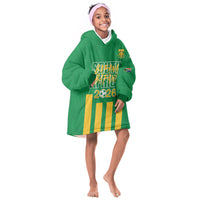 South Africa Soccer 2026 Custom Kid Wearable Blanket Hoodie Bafana Bafana Kaofela Protea Green