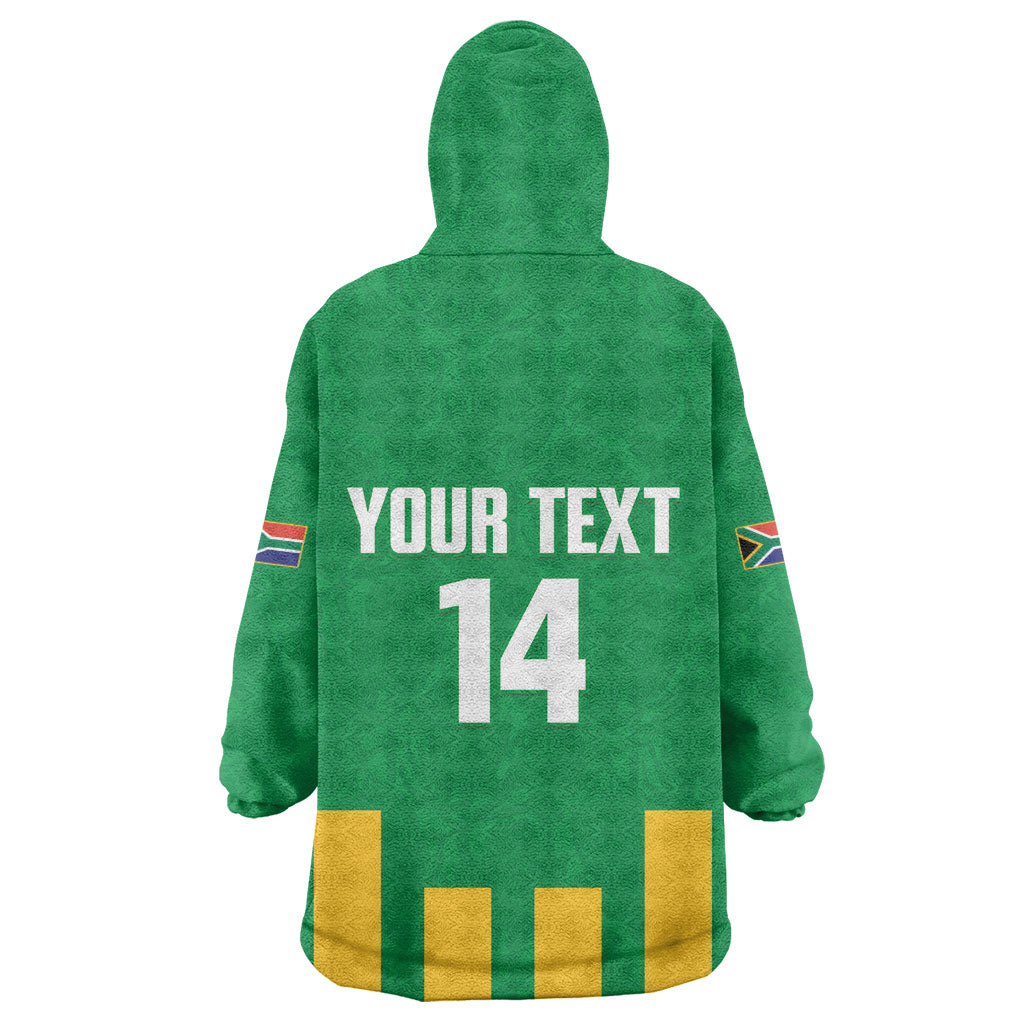 South Africa Soccer 2026 Custom Kid Wearable Blanket Hoodie Bafana Bafana Kaofela Protea Green