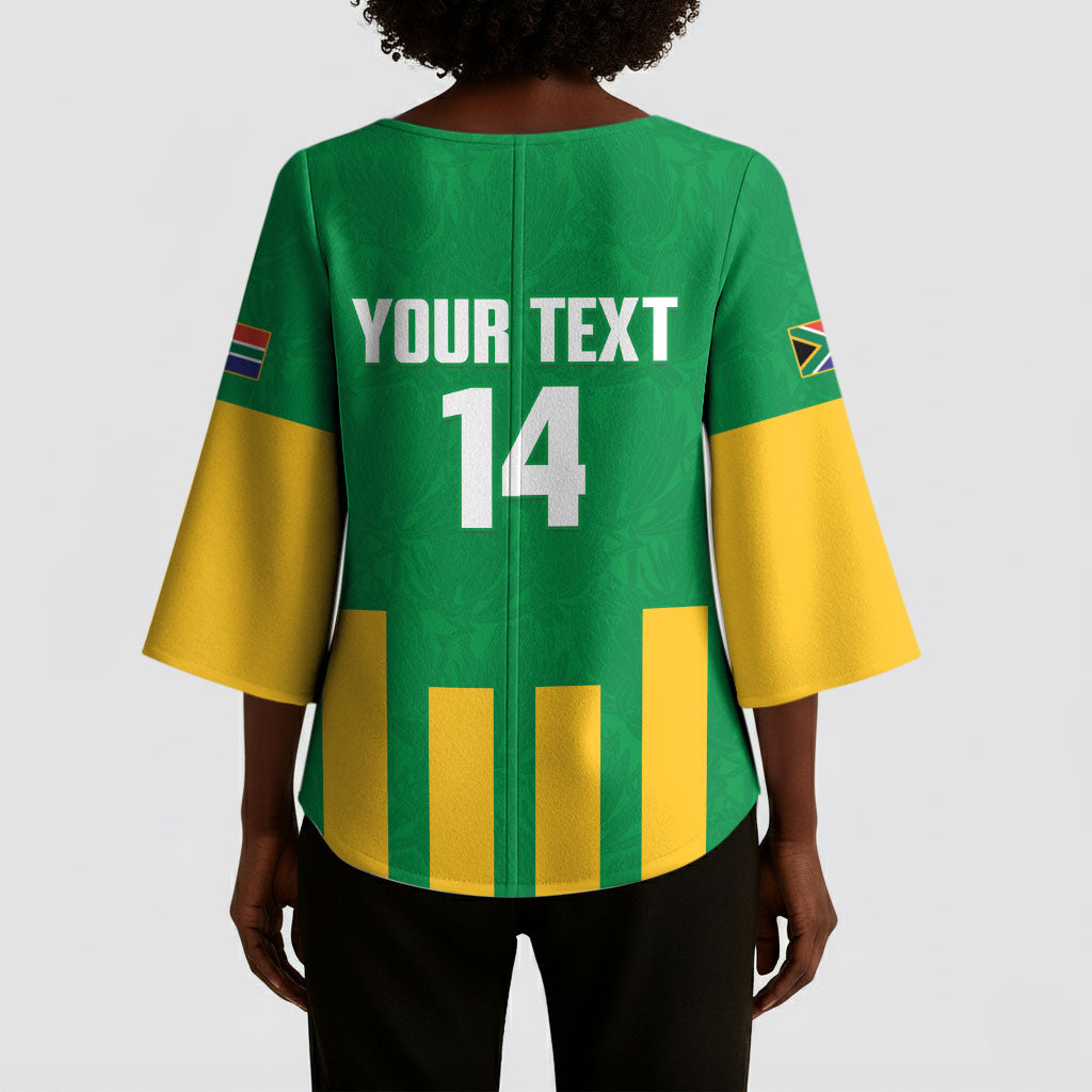 South Africa Soccer 2026 Custom Kimono Sleeve Blouse Bafana Bafana Kaofela Protea Green
