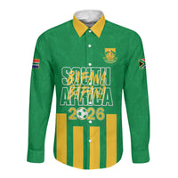 South Africa Soccer 2026 Custom Long Sleeve Button Shirt Bafana Bafana Kaofela Protea Green