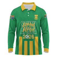 South Africa Soccer 2026 Custom Long Sleeve Polo Shirt Bafana Bafana Kaofela Protea Green