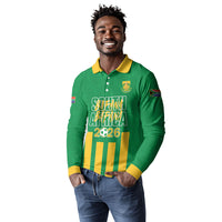 South Africa Soccer 2026 Custom Long Sleeve Polo Shirt Bafana Bafana Kaofela Protea Green