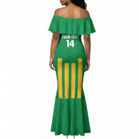 South Africa Soccer 2026 Custom Mermaid Dress Bafana Bafana Kaofela Protea Green