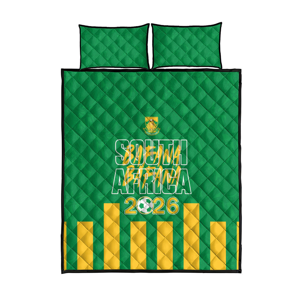 South Africa Soccer 2026 Quilt Bed Set Bafana Bafana Kaofela Protea Green