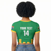 South Africa Soccer 2026 Custom Raglan Cropped T shirt Bafana Bafana Kaofela Protea Green