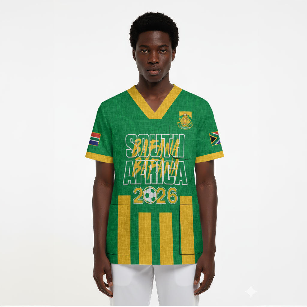 South Africa Soccer 2026 Custom Scrub Top Bafana Bafana Kaofela Protea Green