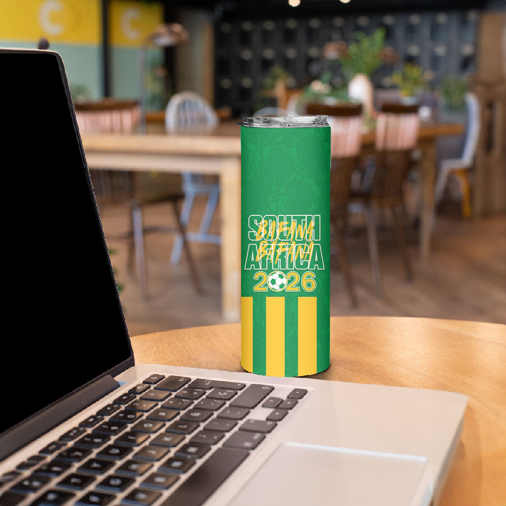 South Africa Soccer 2026 Custom Skinny Tumbler Bafana Bafana Kaofela Protea Green