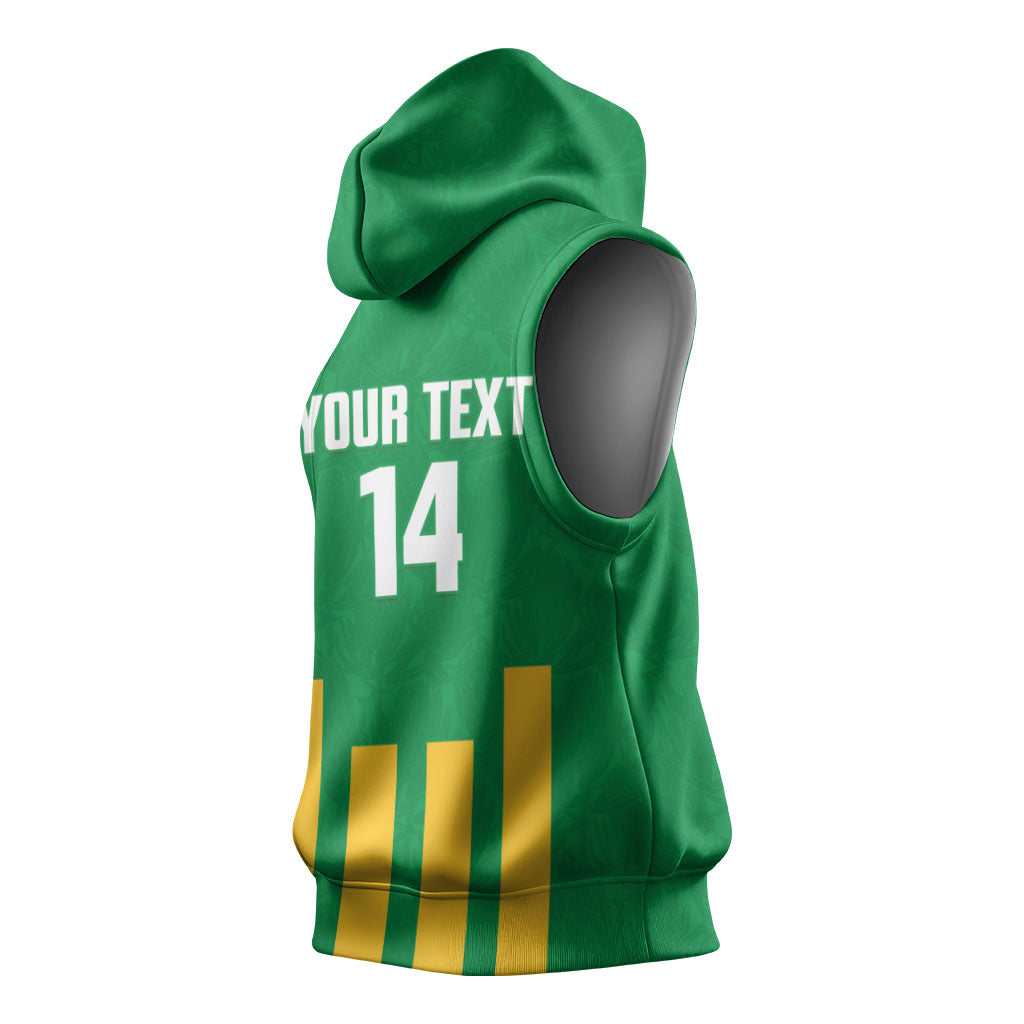 South Africa Soccer 2026 Custom Sleeveless Hoodie Bafana Bafana Kaofela Protea Green