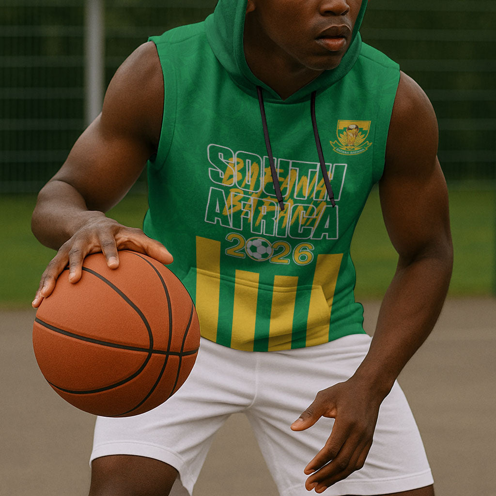 South Africa Soccer 2026 Custom Sleeveless Hoodie Bafana Bafana Kaofela Protea Green