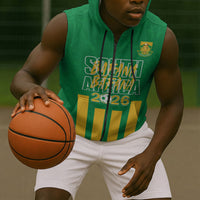 South Africa Soccer 2026 Custom Sleeveless Zip Hoodie Bafana Bafana Kaofela Protea Green