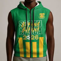 South Africa Soccer 2026 Custom Sleeveless Zip Hoodie Bafana Bafana Kaofela Protea Green