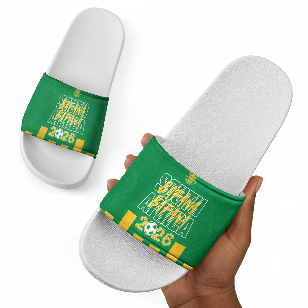 South Africa Soccer 2026 Slide Sandals Bafana Bafana Kaofela Protea Green