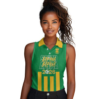 South Africa Soccer 2026 Custom Women Sleeveless Polo Shirt Bafana Bafana Kaofela Protea Green