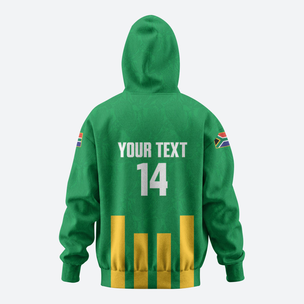 South Africa Soccer 2026 Custom Zip Hoodie Bafana Bafana Kaofela Protea Green