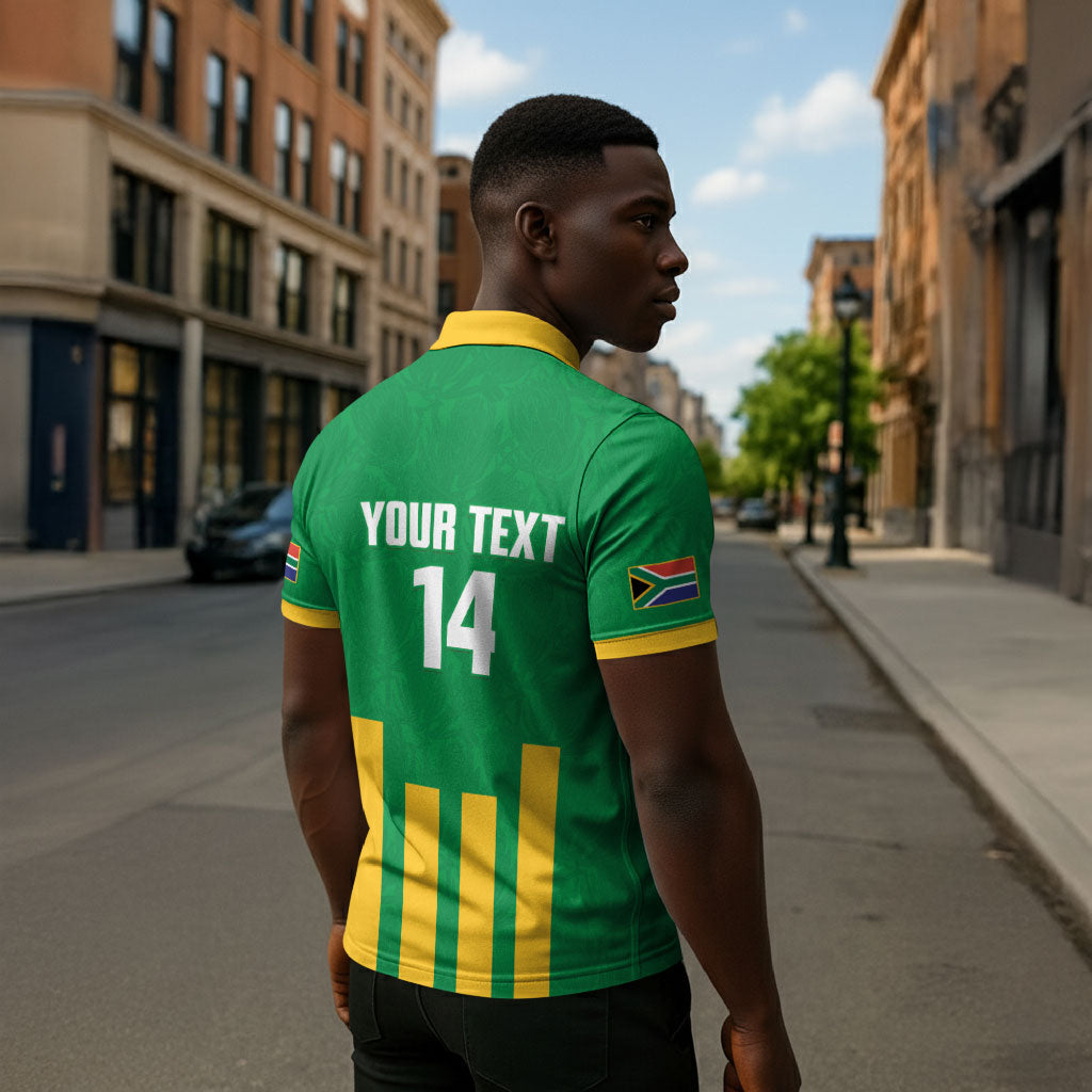 South Africa Soccer 2026 Custom Zipper Polo Shirt Bafana Bafana Kaofela Protea Green
