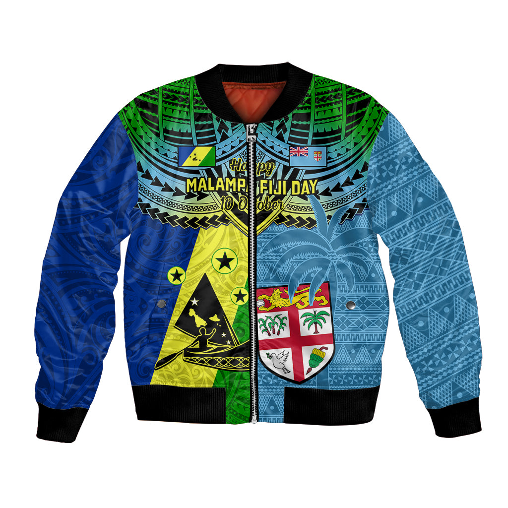 Malampa Fiji Day Bomber Jacket Together We Grow Proud Polynesian Tapa Artsy - Wonder Print Shop