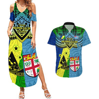 Malampa Fiji Day Couples Matching Summer Maxi Dress and Hawaiian Shirt Together We Grow Proud Polynesian Tapa Artsy - Wonder Print Shop