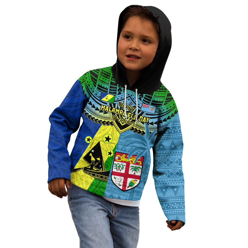 Malampa Fiji Day Kid Hoodie Together We Grow Proud Polynesian Tapa Artsy - Wonder Print Shop