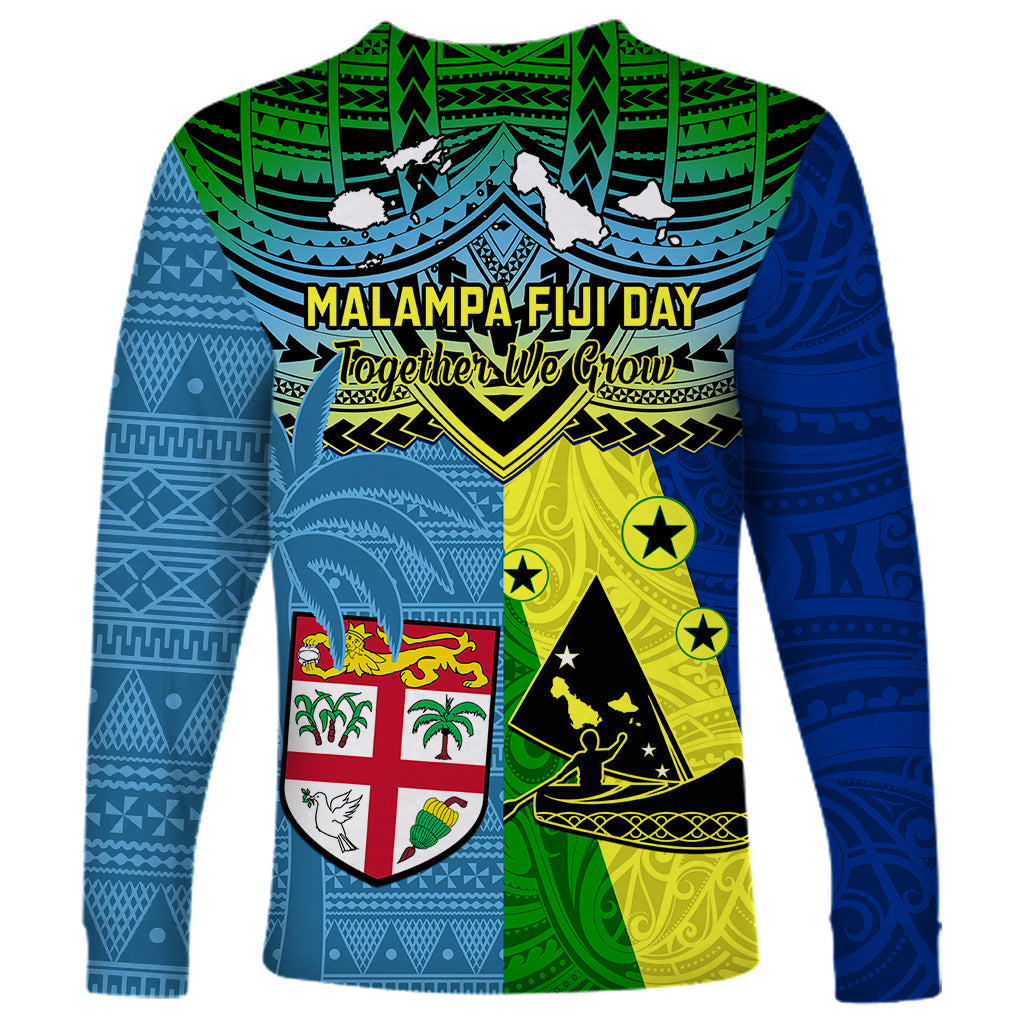 Malampa Fiji Day Long Sleeve Shirt Together We Grow Proud Polynesian Tapa Artsy - Wonder Print Shop