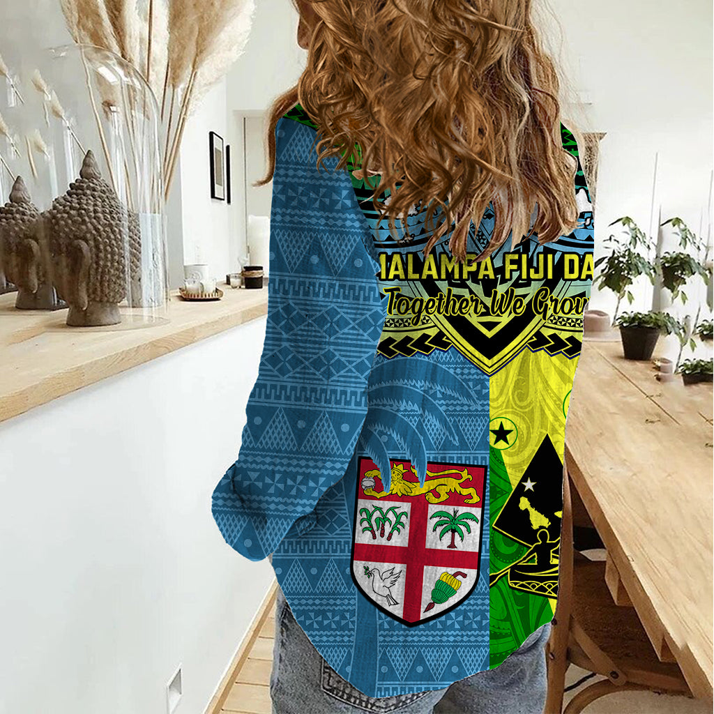 Malampa Fiji Day Women Casual Shirt Together We Grow Proud Polynesian Tapa Artsy - Wonder Print Shop