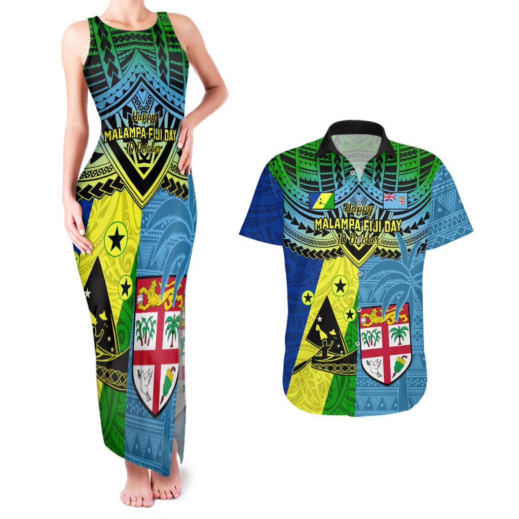 Custom Malampa Fiji Day Couples Matching Tank Maxi Dress And Hawaiian Shirt Together We Grow Proud Polynesian Tapa Artsy - Wonder Print Shop